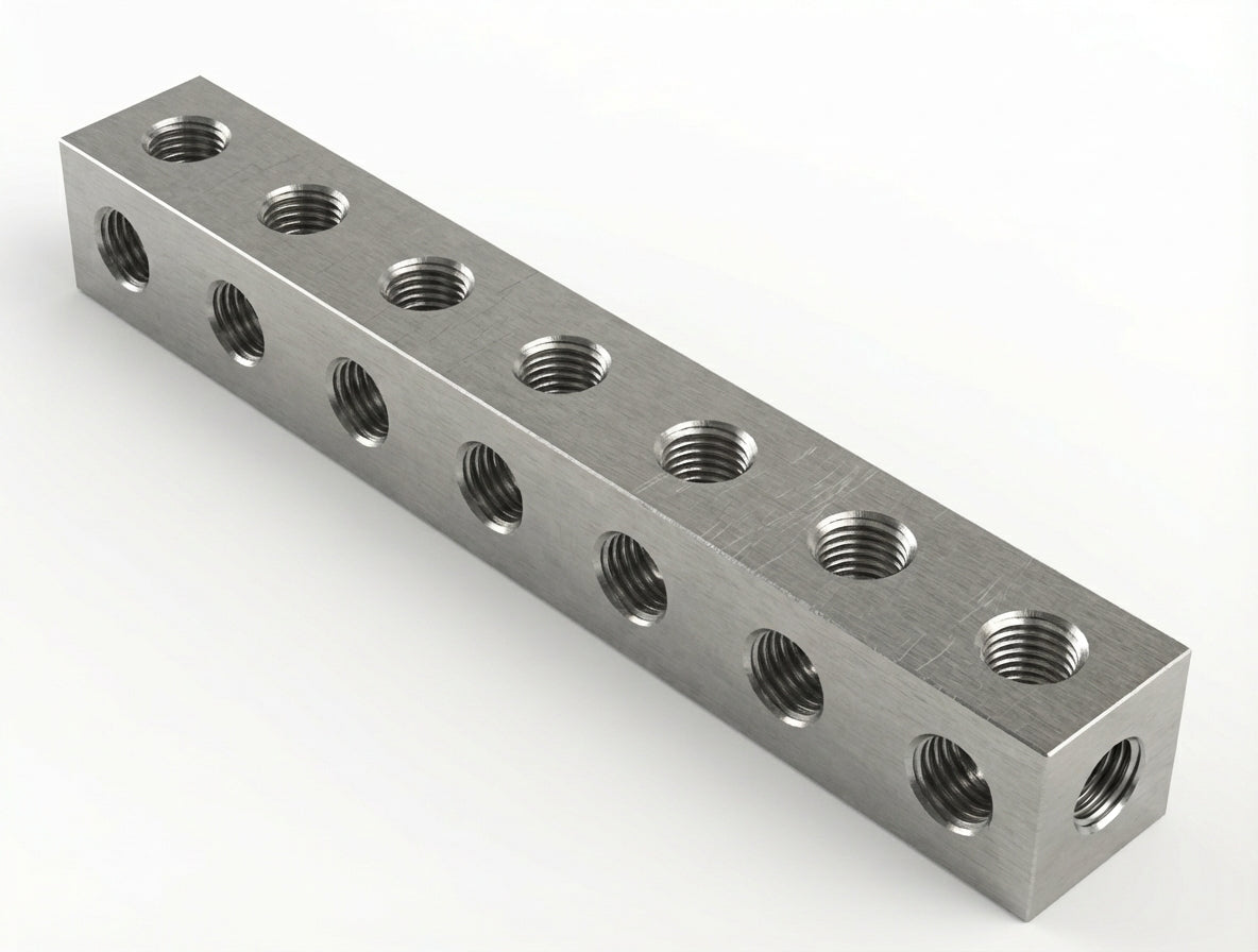 7 Hole - M4 Nutstrip - 8mm Square - Tapped